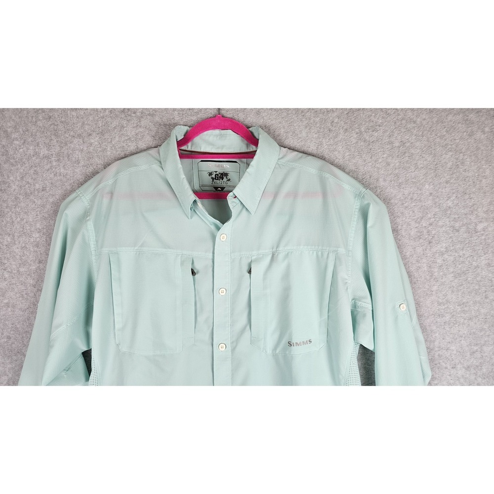 Mens SIMMS G4 Fishing Shirt Size 2XL XXL Long Sleeve Light Green - Picture 3 of 14